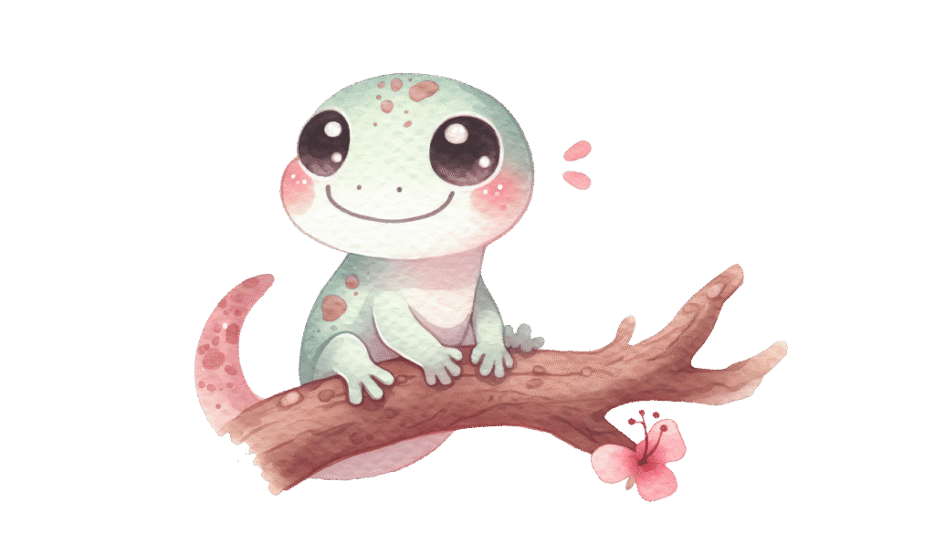 The English Evolution Academy gecko mascot, waving hello